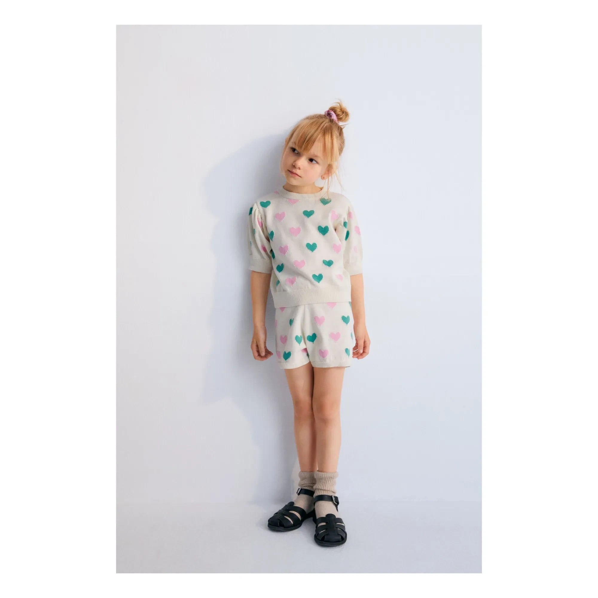 the new society - Organic Cotton Oia Heart Shorts | Ecru