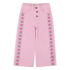 Piupiuchick - Flare Floral Twill Pants | Pink