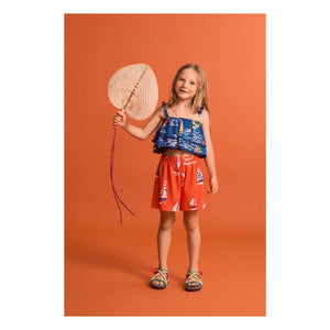Maison Mangostan - Blue Crop Top Ruffle Sails