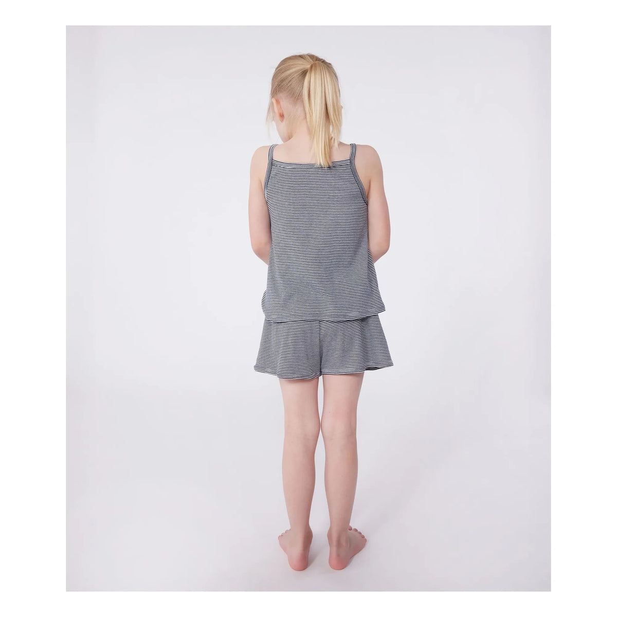 Petit Bateau - Organic Cotton Brioche Sleeveless Pajama Shorts | Navy