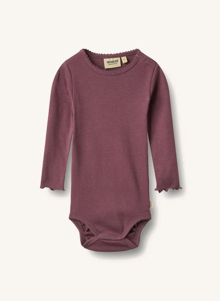 Wheat - Regitze organic cotton bodysuit | Aubergine