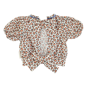 Piupiuchick - Organic Cotton Leopard Crop Top | Ivory