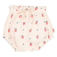 Búho - Organic Cotton Strawberry Patterned Bloomers | Powder Pink