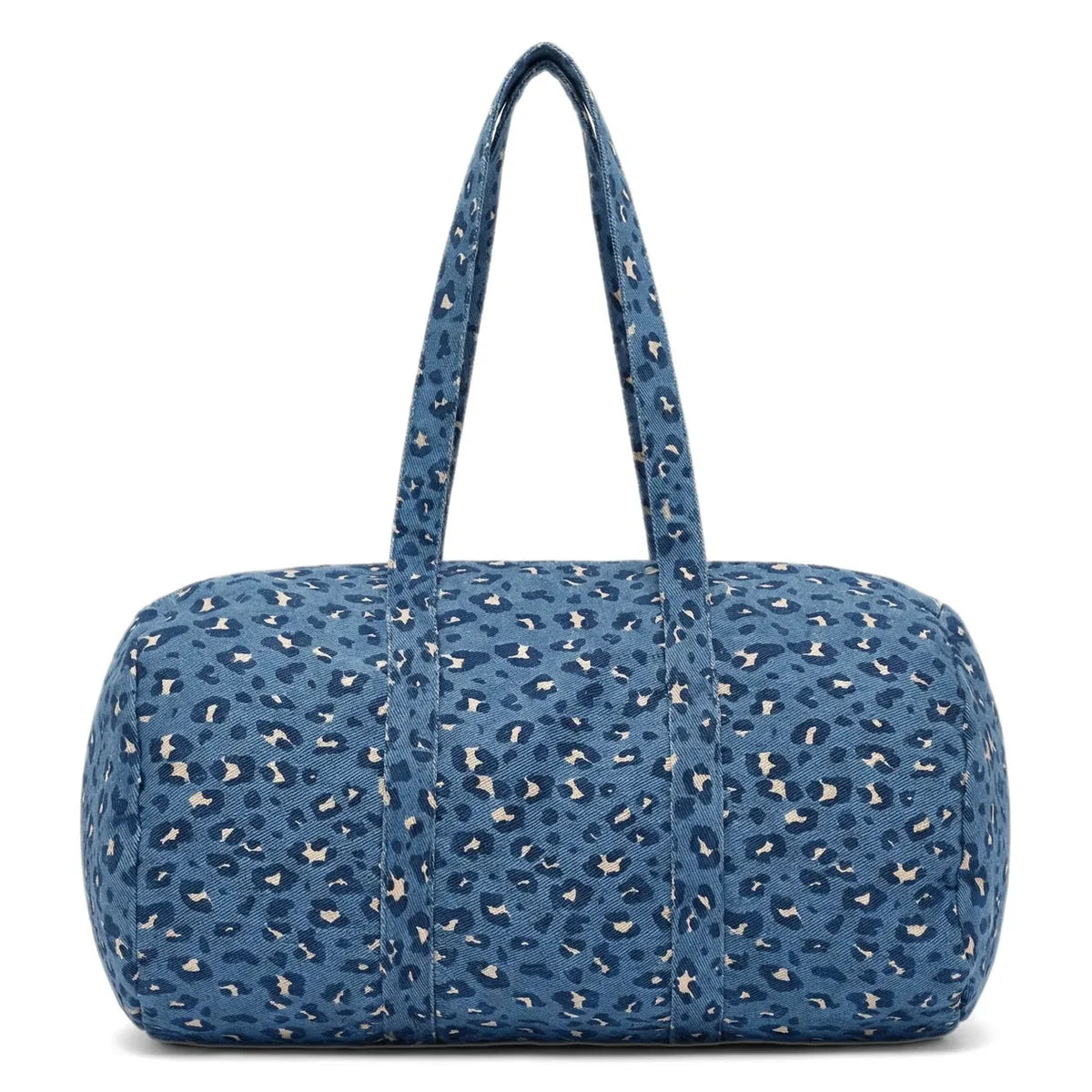 Louis Louise - Leopard Print Denim Pom-pom Bag | Light Blue