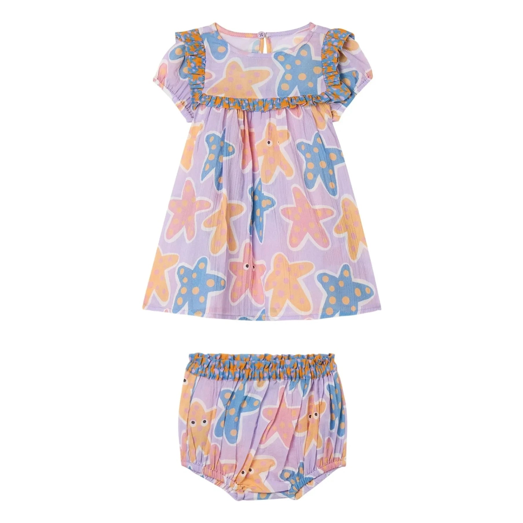Stella McCartney Kids - Etoiles de Mer Organic Cotton Dress and Bloomer Set | Plum