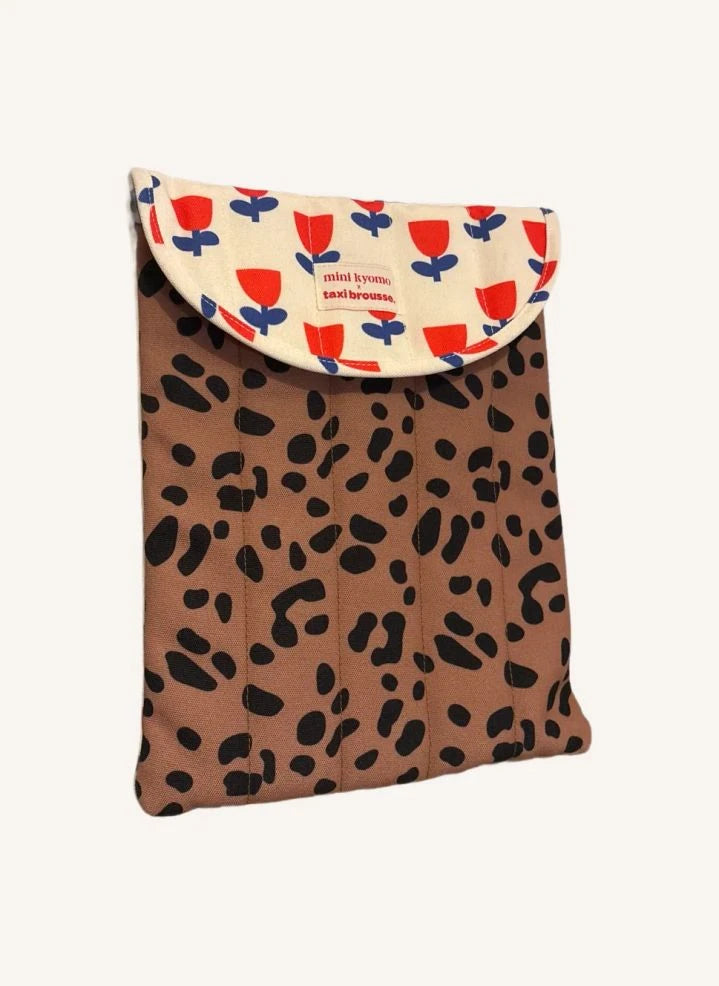 Mini Kyomo - Leopard Print Laptop Case - Mini Kyomo x Taxi Brousse | Brown