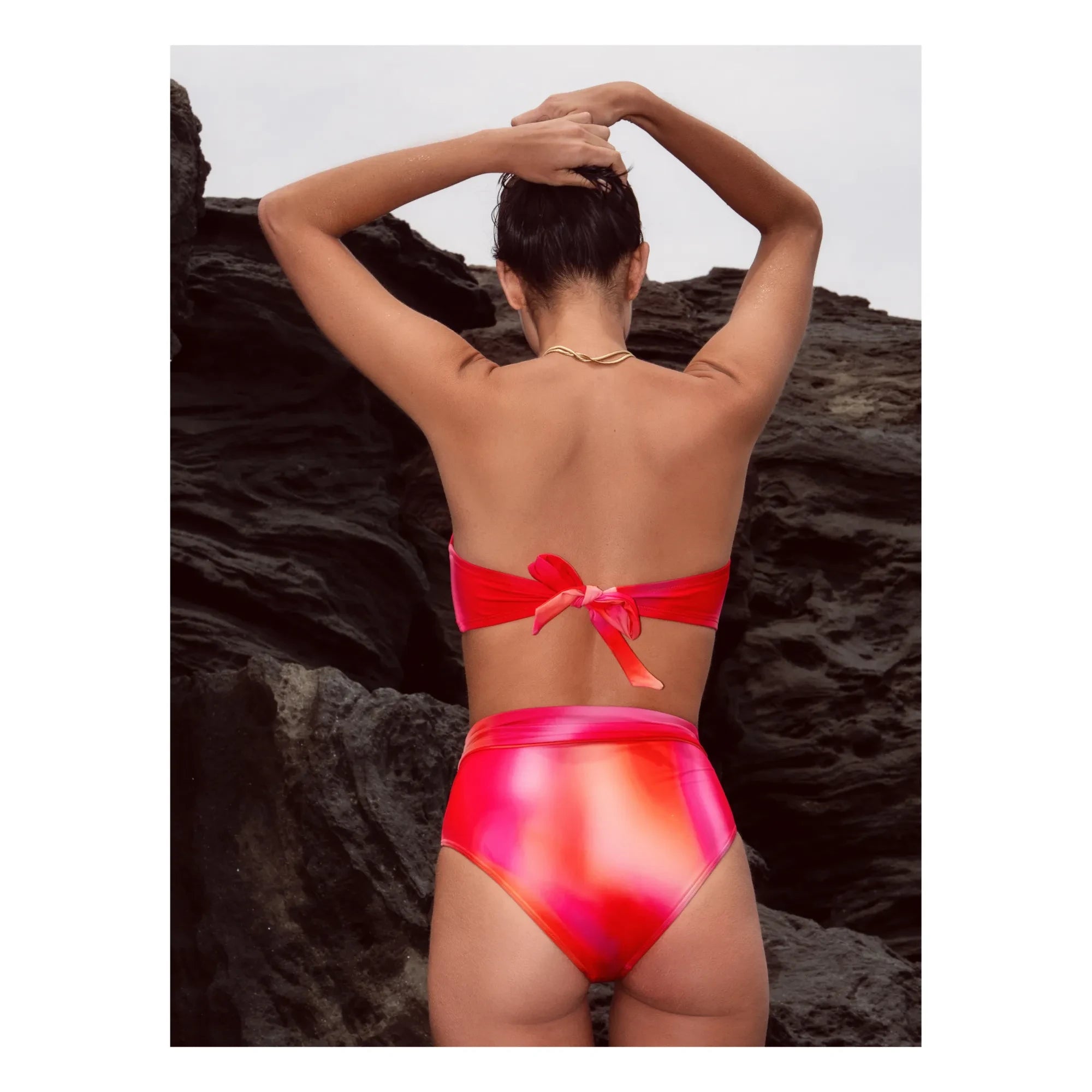 Icone - High Waist Thigh-High Stockings Amber | Fuchsia
