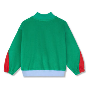 Wynken - Organic cotton zip-up sweatshirt with colour blocking | Light blue