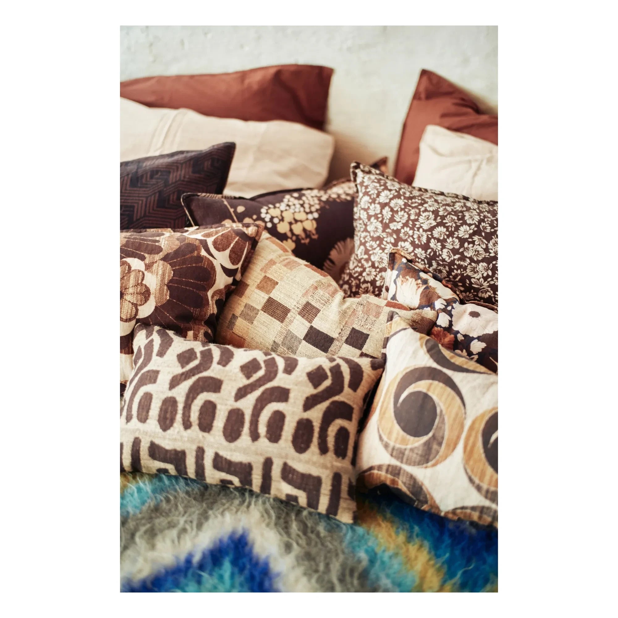 HKliving - Wool and silk cushion | Brown