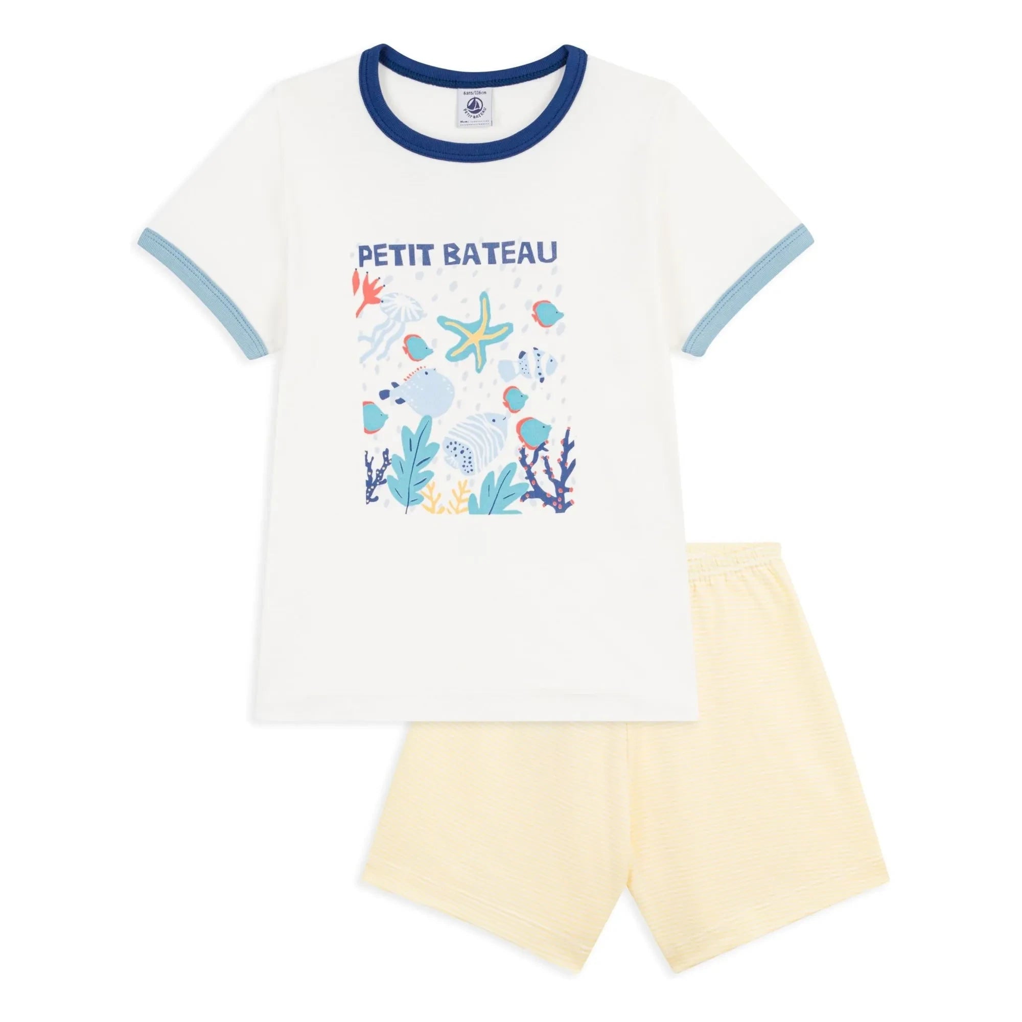 Petit Bateau - Ocean Organic Cotton Pajama Shorts | White