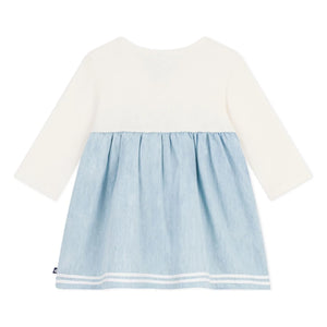 Petit Bateau - Chambray Gathered Dress | Ecru