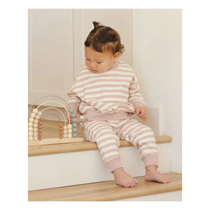 Quincy Mae - Striped Organic Cotton Jogger Pants | Pink