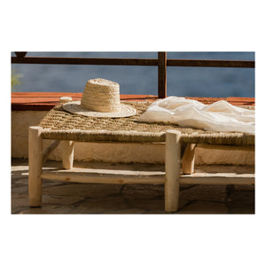 Cosydar - Palm Leaf and Raw Wooden Bench - 8 Legs