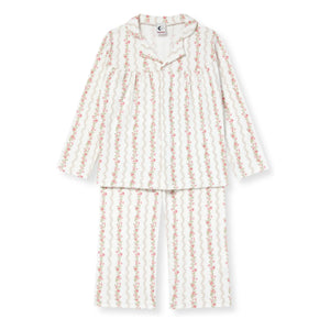 Sleepy Doe - Organic cotton floral print striped pajamas | Ecru