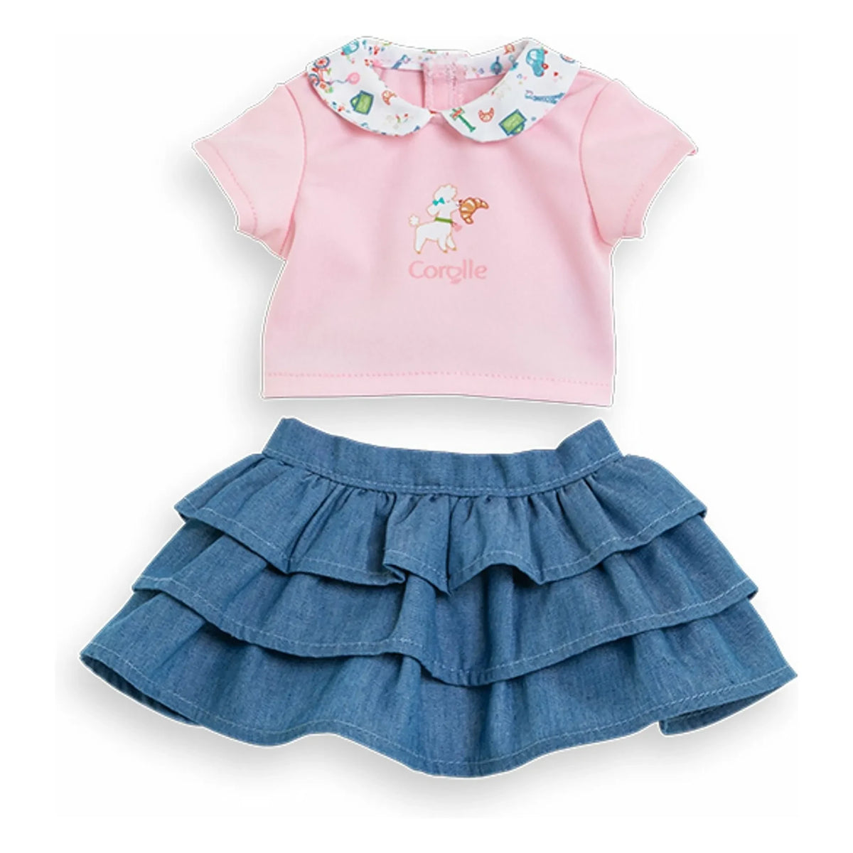 Corolle - 30 cm Baby T-Shirt and Skirt | Un Weekend à Paris | Powder Pink