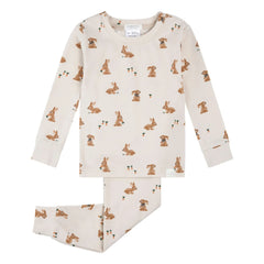 Petit Lem - Long Sleeve Pajamas Rabbits Organic Cotton and Modal | Beige
