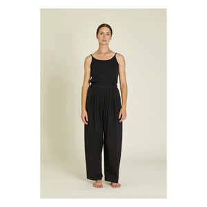 Black Crane - Organic Cotton Poplin Drawstring Pants | Black