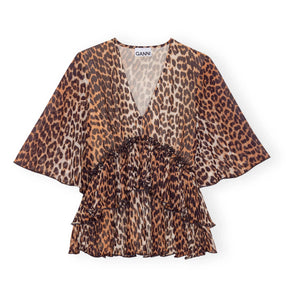 Ganni - Georgette Blouse Made from Recycled Fibers | Leopard
