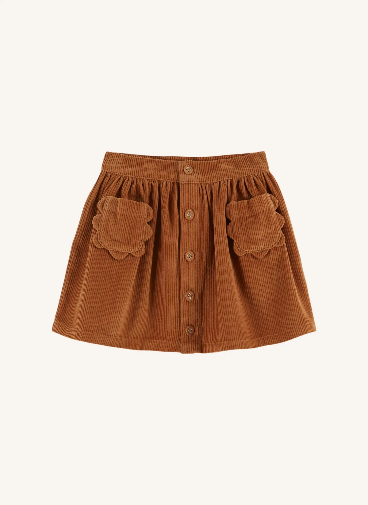 Emile et Ida - Velvet Striped Pocket Skirt | Caramel