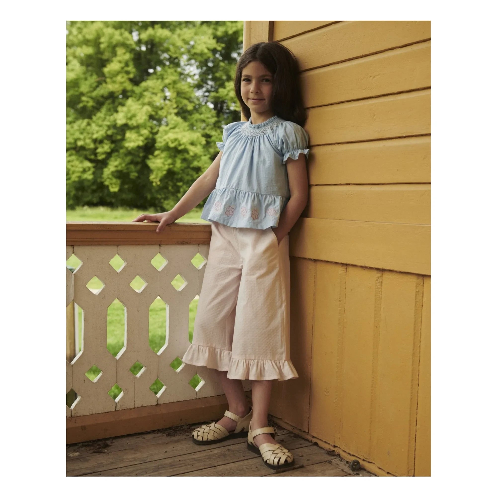Copenhagen Colors - Organic Cotton Guipure Blouse | Light Blue