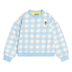 Tumble N'Dry - Oversized Breese Vichy Organic Cotton Sweatshirt | Light Blue