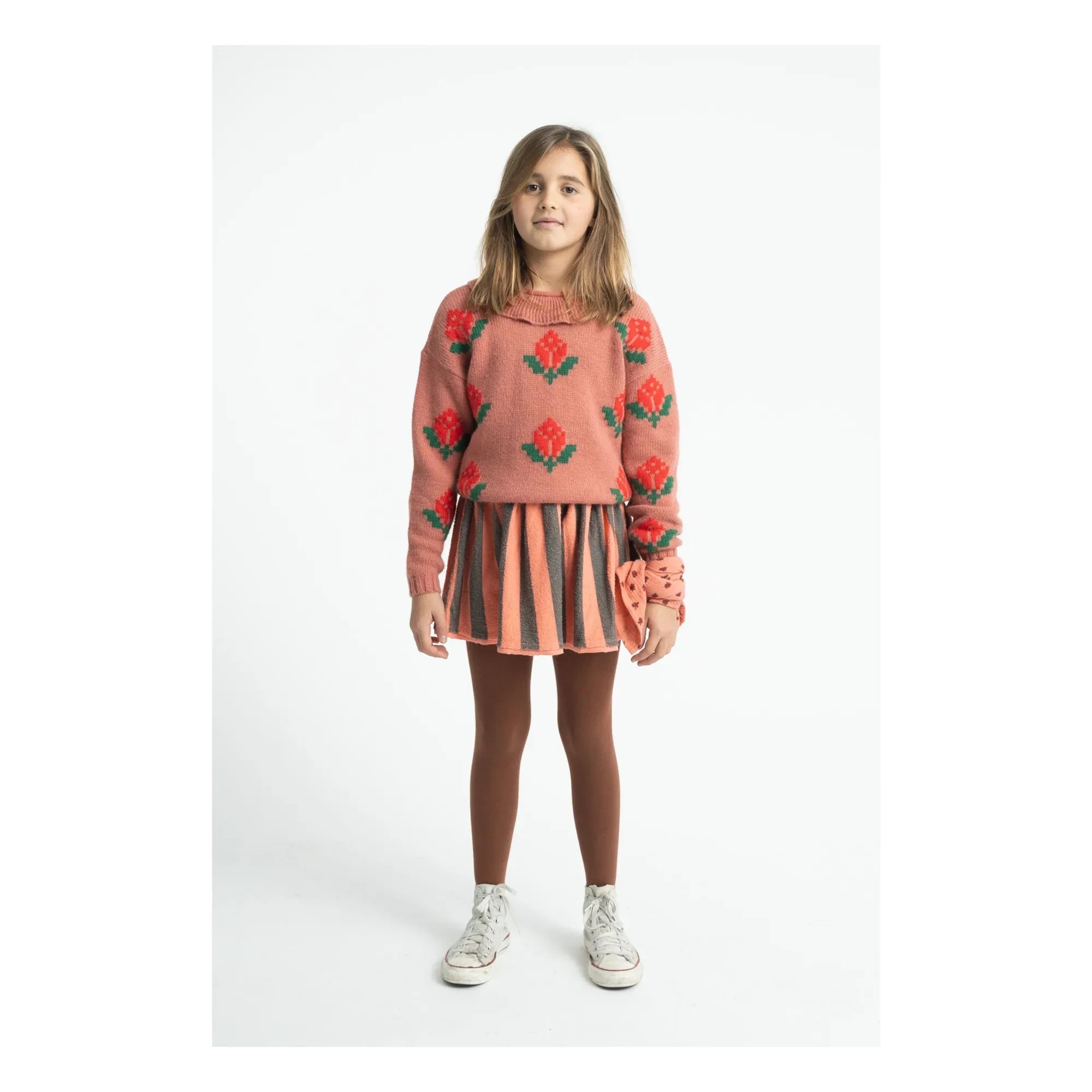 Piupiuchick - Striped Organic Cotton Terry Skirt | Coral