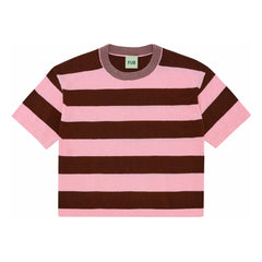 FUB - Wide-fit Striped T-shirt Extra Thin Knit Organic Cotton | Pink