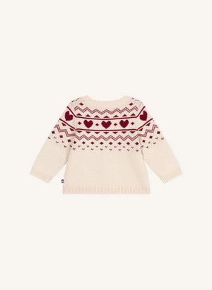 Petit Bateau - Bebek Yün Kalp Yelek | Ecru