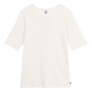 Petit Bateau - Pointelle Tunus yakalı T-shirt | Ekru
