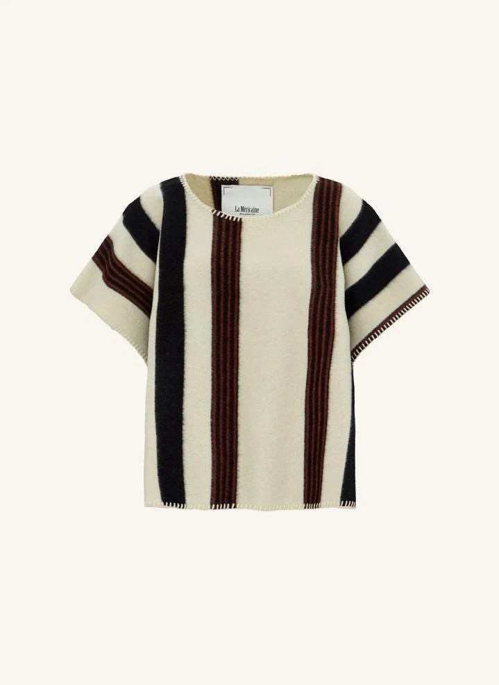 La Méricaine - Blackfeet Recycled Wool Long Poncho | Ecru