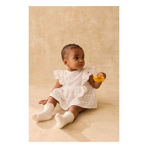 Louise Misha - Lenali Embroidered Organic Cotton Romper Dress | White
