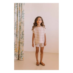 Studio Bohème - Striped Georgette Shorts Organic Cotton Gauze | Pink