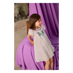 Louise Misha - Embroidered dress Edith Carreaux Organic cotton | Cream