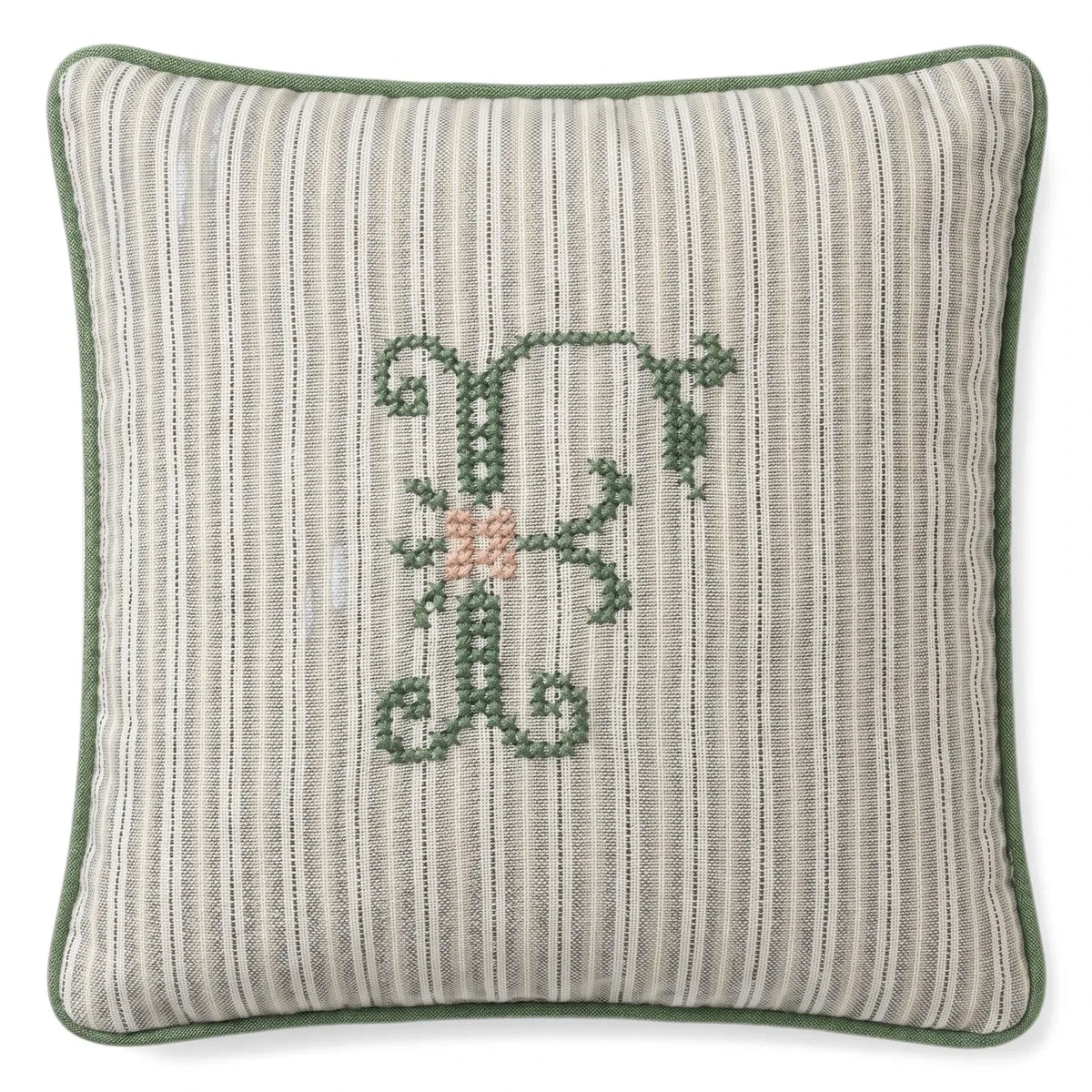 Editions Aimable - Fawn Clovis cushion | Grey Striped Poplin