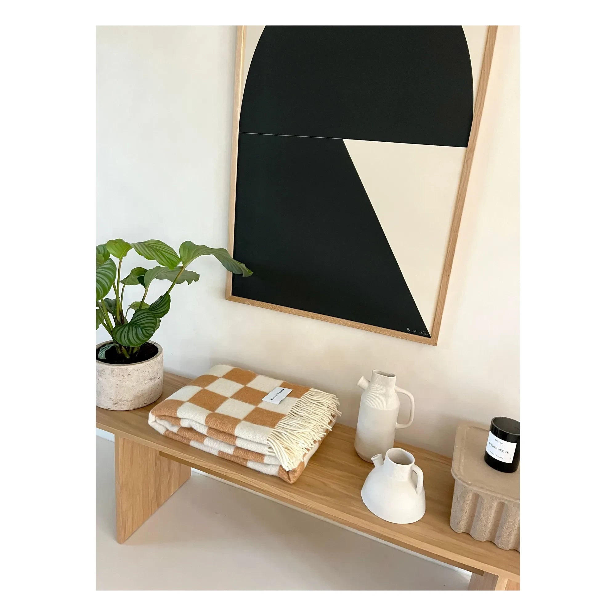 Maison Deux - Damier Wool Blanket | Off-white