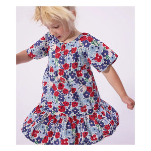 Petit Bateau - Organic Cotton Poplin Floral Dress | Blue