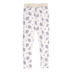 the new society - Floral Pattern Ribbed Leggings | Beige