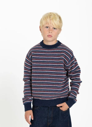 Finger in the nose - Mathis Jacquard Merino Wool Sweater | Indigo Blue