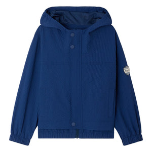 Bonpoint - Lenny Herringbone Seersucker Hooded Jacket Recycled Fiber | Indigo Blue