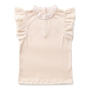 Soor Ploom - Pointelle Eyelet Organic Cotton T-Shirt | Beige Pink