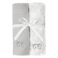 Tartine et Chocolat - Toile de Jouy Baby Diapers - 2-Pack | Gray