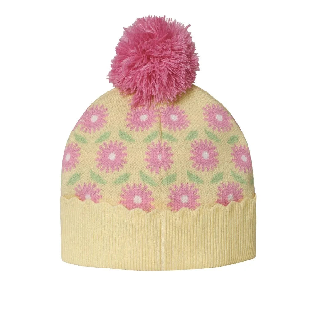 Goldie + Ace - Çiçek Desenli Merinos Yün Beanie | Sarı