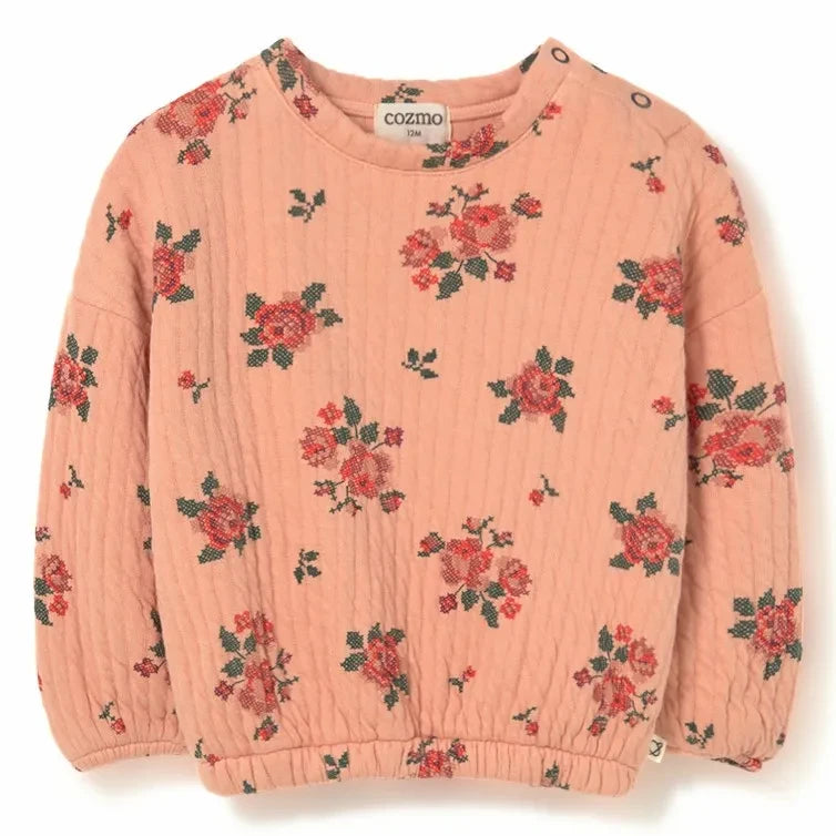 Cozmo - Erin Flowers Organic Cotton Sweatshirt | Peach