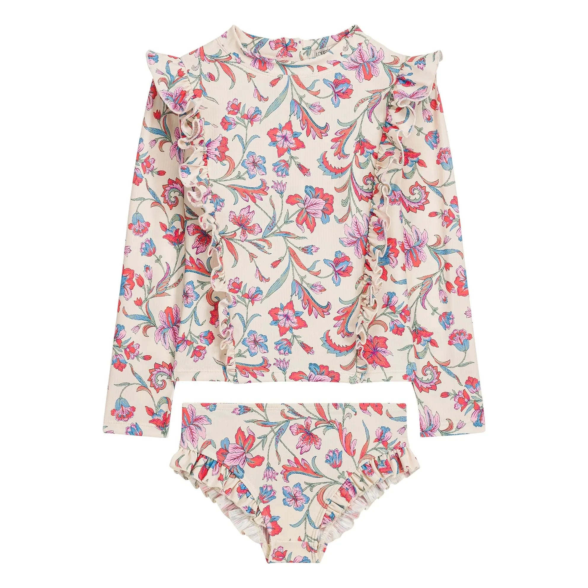 Louise Misha - Yanika Fleuri Long Sleeve Swimsuit Made from Recycled Fibers | Cream