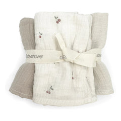 Baby Shower - Cherries Nappies - 3-piece Set | Ecru