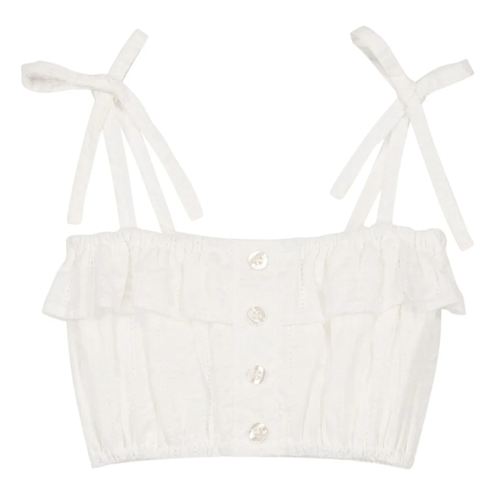We Are Kids - Mandy Organic Cotton Embroidered Crop Top | White