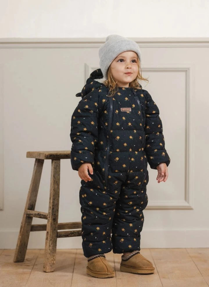 Töastie - Waterproof Flower Pattern Cloud Jacket | Dark Blue