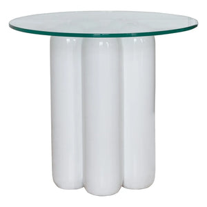 Cosin - Glass-Top Side Table | White