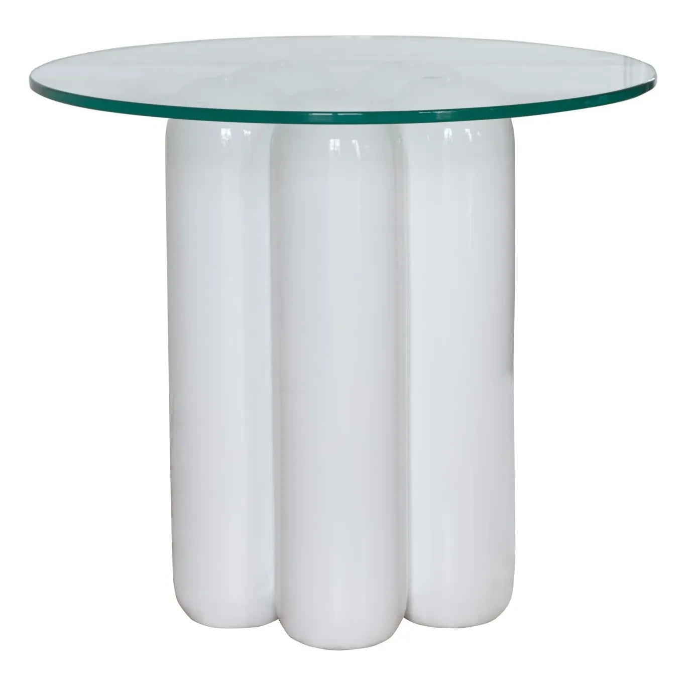 Cosin - Glass-Top Side Table | White