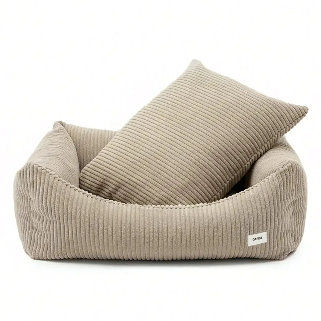 Cafide - Snozy Velvet Dog Bed | Beige